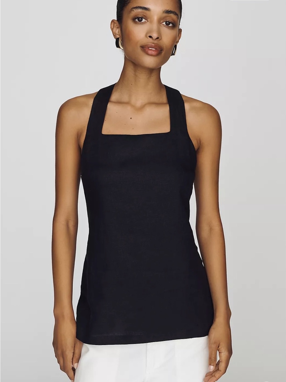 Reformation Black Square-Neck Tank Top
